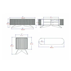 Porta TV antracite e bianco 180x43x60h cm 2 ante - Bailu
