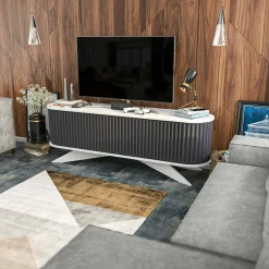 Porta TV antracite e bianco 180x43x60h cm 2 ante - Bailu