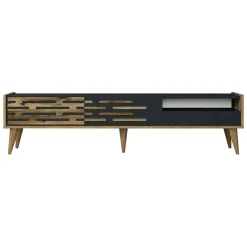 Porta TV antracite e noce 180x45x35h cm 3 ante - Upana