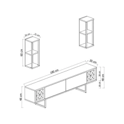 Mobili Porta Tv|Salotto > Dmora Porta TV antracite e oro 180x30x48h cm modulabile - Artinay Oro, Nero Antracite