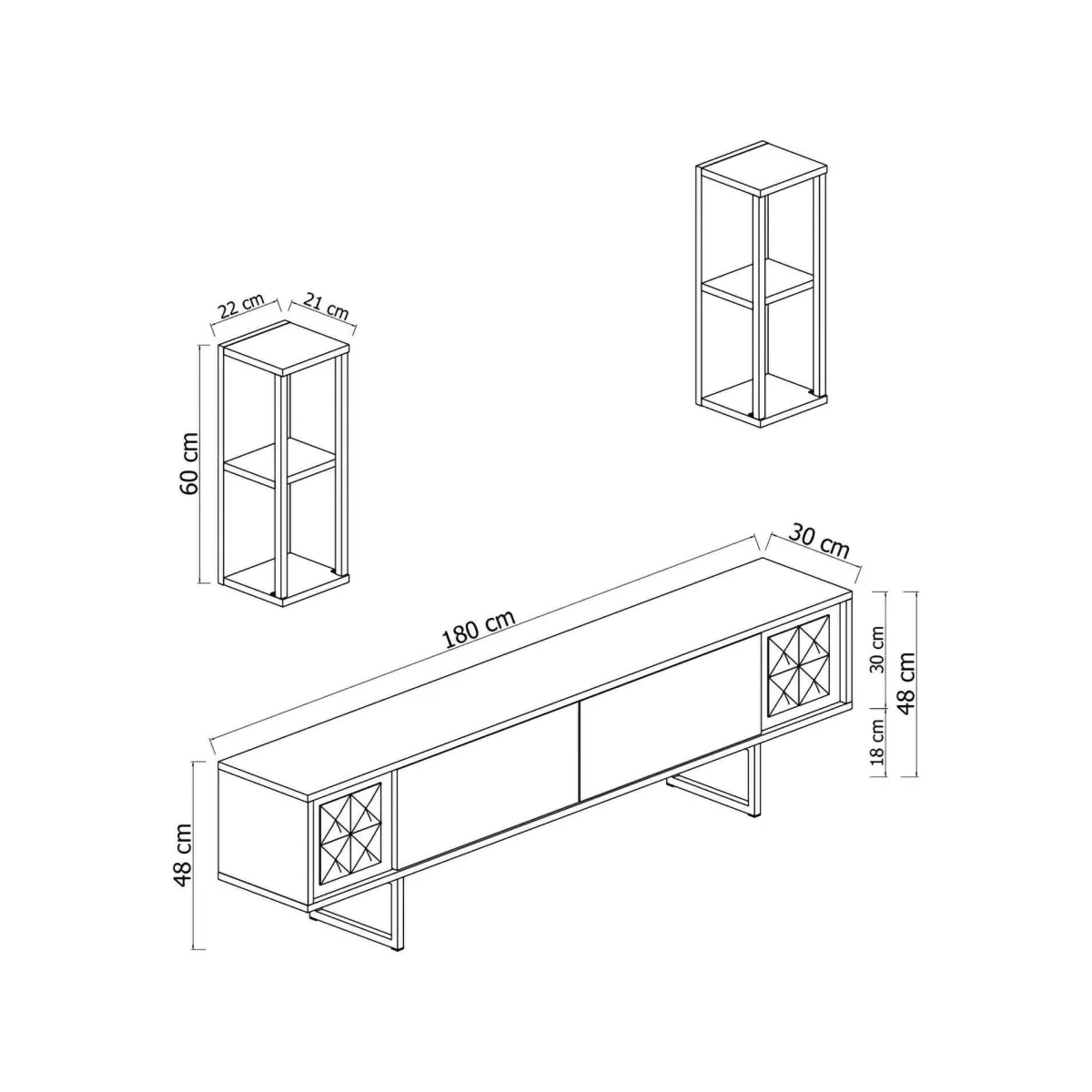 Mobili Porta Tv|Salotto > Dmora Porta TV antracite e oro 180x30x48h cm modulabile - Artinay Oro, Nero Antracite