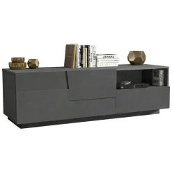 Porta TV antracite 150x44x46h cm 2 ante e 1 cassetto - Cecia