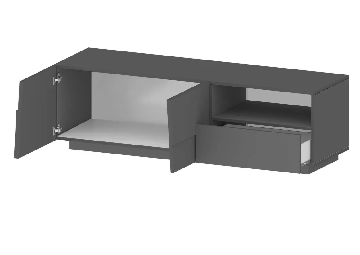Porta TV antracite 150x44x46h cm 2 ante e 1 cassetto - Cecia