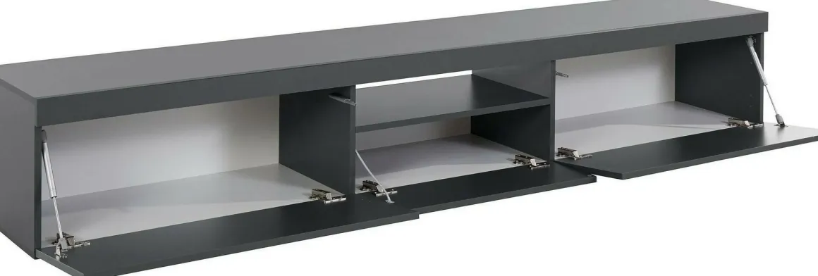 Mobili Porta Tv|Salotto > Dmora Porta TV antracite 220x44x46h cm 4 ante e 1 cassetto - Maestrale Nero Antracite