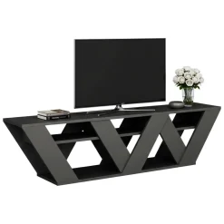 Mobili Porta Tv|Salotto > Dmora Porta TV antracite 158x30x40h cm in legno - Arcobaleno Nero Antracite