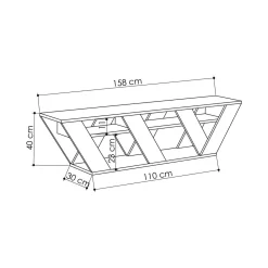 Mobili Porta Tv|Salotto > Dmora Porta TV antracite 158x30x40h cm in legno - Arcobaleno Nero Antracite