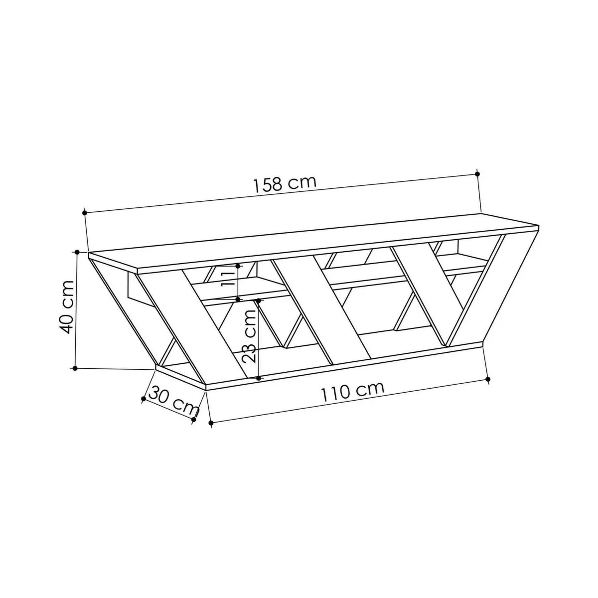 Mobili Porta Tv|Salotto > Dmora Porta TV antracite 158x30x40h cm in legno - Arcobaleno Nero Antracite