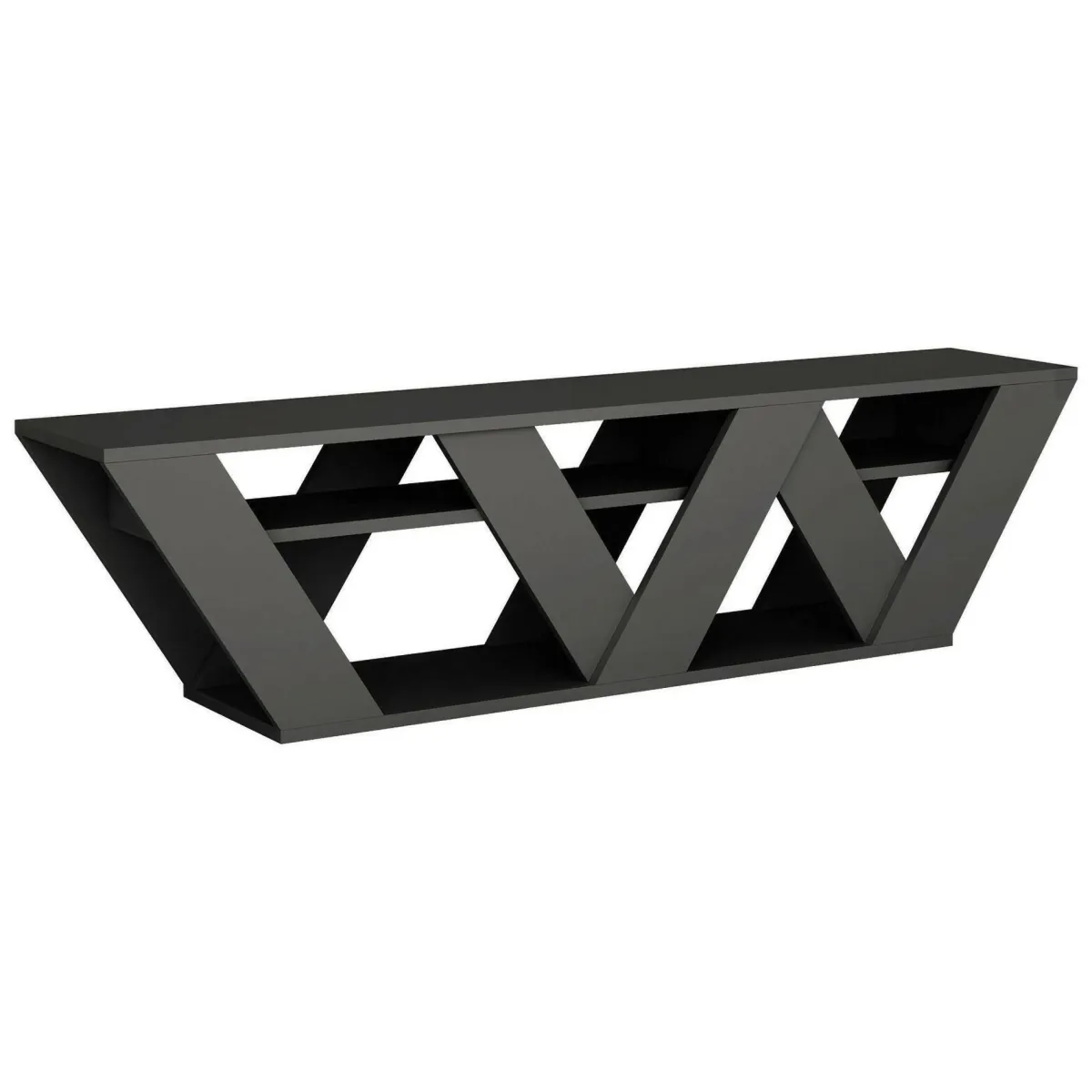 Mobili Porta Tv|Salotto > Dmora Porta TV antracite 158x30x40h cm in legno - Arcobaleno Nero Antracite