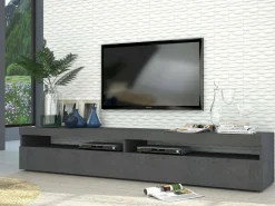 Salotto > Dmora Porta TV ardesia 200x45x36h cm 2 ante - Active Grigio Ardesia