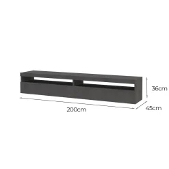 Salotto > Dmora Porta TV ardesia 200x45x36h cm 2 ante - Active Grigio Ardesia