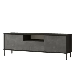 Porta TV argento e nero 140x35x46h cm 3 ante - Khagan