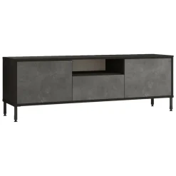 Porta TV argento e nero 140x35x46h cm 3 ante - Khagan