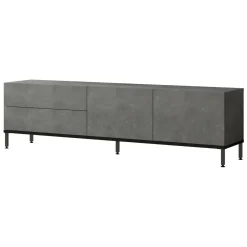 Mobili Porta Tv|Salotto > Dmora Porta TV argento e nero 170x35x46h cm 4 ante - Basyang Nero, Argento