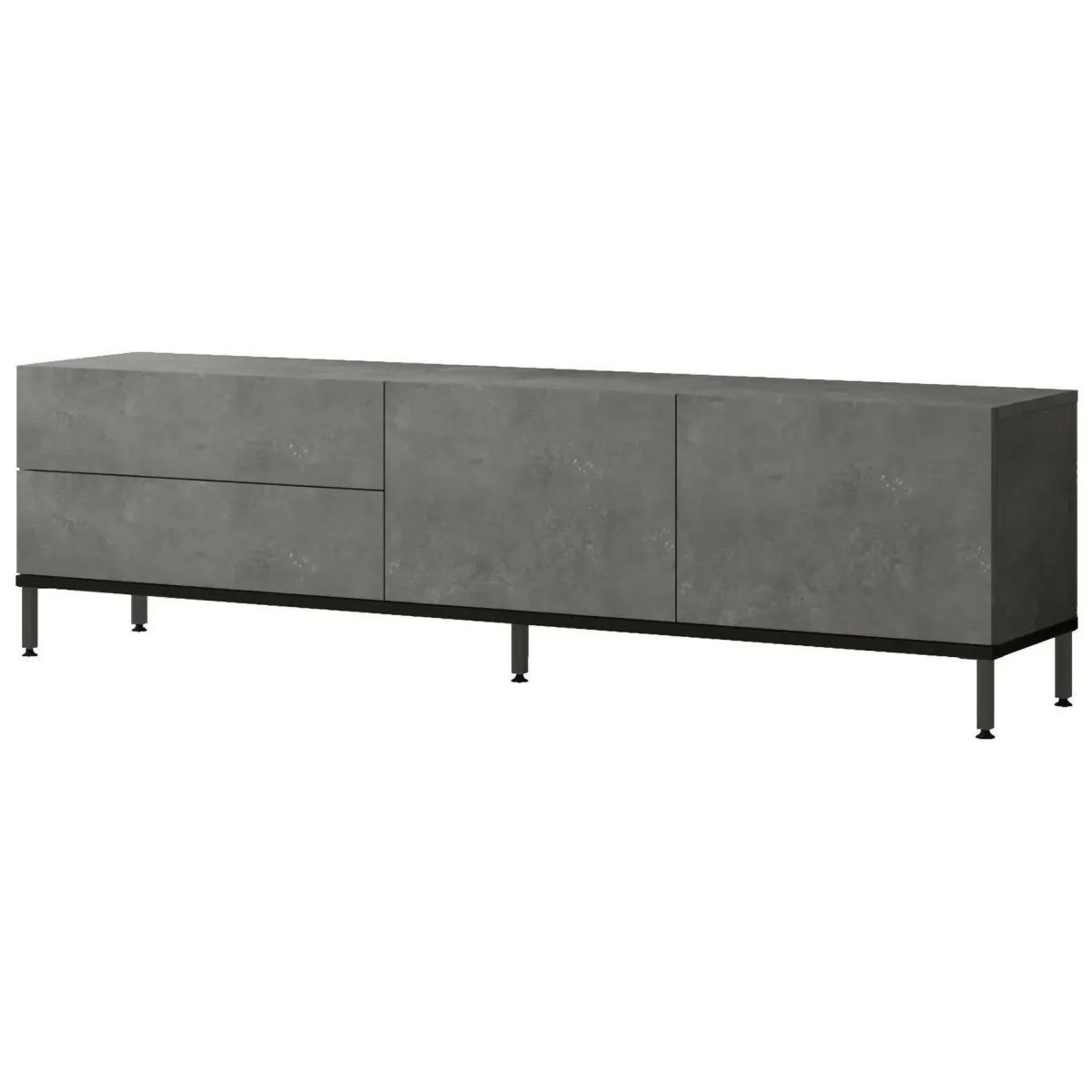 Mobili Porta Tv|Salotto > Dmora Porta TV argento e nero 170x35x46h cm 4 ante - Basyang Nero, Argento