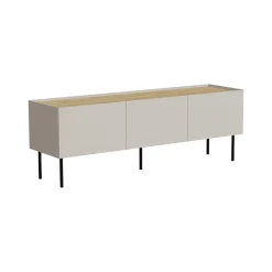 Mobili Porta Tv > Dmora Porta TV beige e rovere 200x40x52h cm 4 ante - Scopa Marrone Rovere, Beige Cashmere