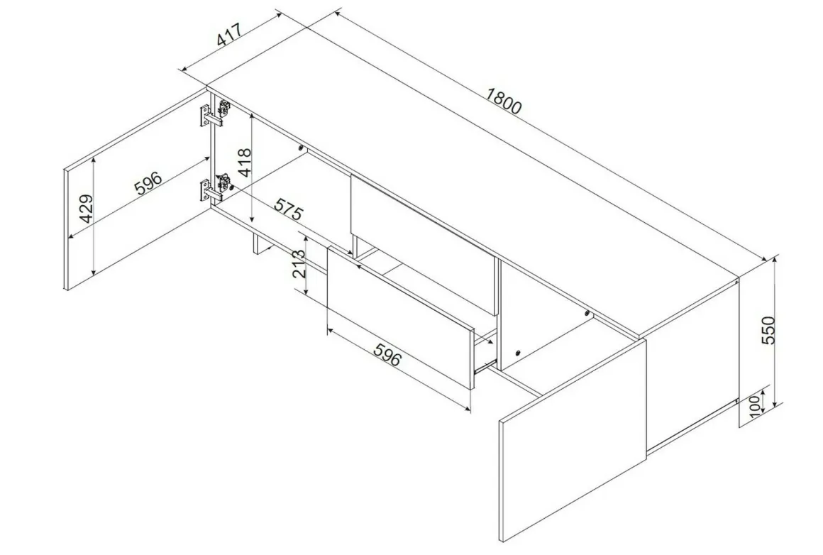 Porta TV beige 180x41x55h cm 2 ante e 2 cassetti - Cislago