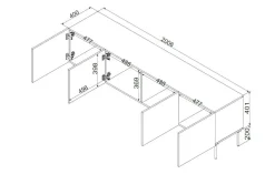 Porta TV beige 150x42x60h cm 3 ante - Frassino