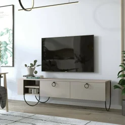 Porta TV beige 150x36x44h cm in legno - Adige