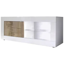 Porta TV bianco e acacia 140x43x56h cm in legno - Hector