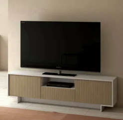 Mobili Porta Tv|Salotto > Dmora Porta TV bianco e beige 170x42x48h cm 2 ante e 1 cassetto - Atina Beige, Bianco
