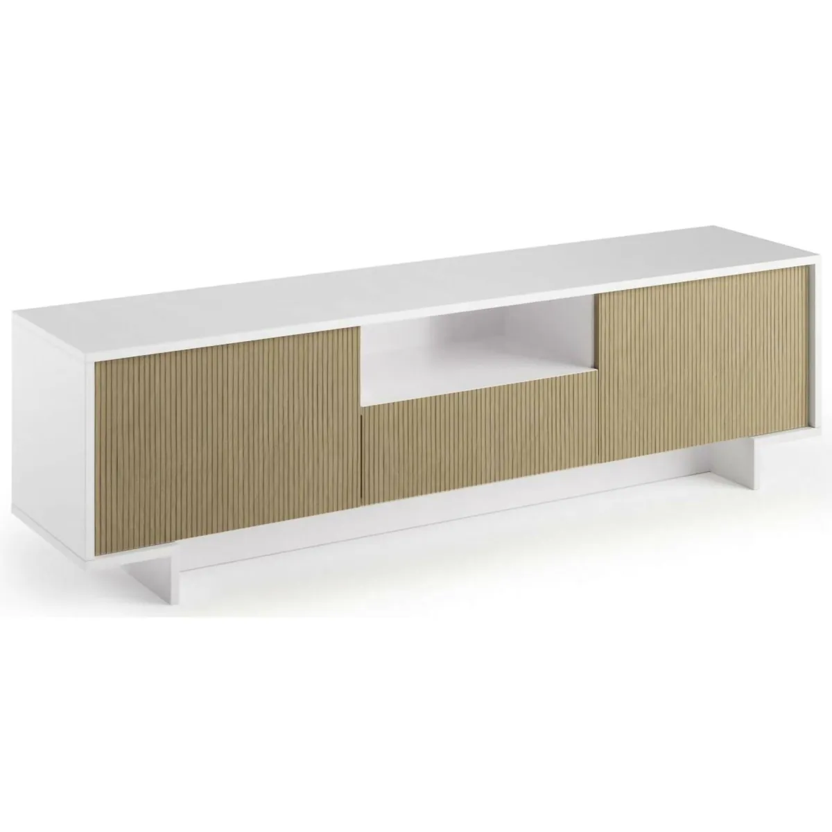 Mobili Porta Tv|Salotto > Dmora Porta TV bianco e beige 170x42x48h cm 2 ante e 1 cassetto - Atina Beige, Bianco
