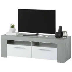Porta TV bianco e cemento 120x42x40h cm 2 ante - Sparaxis