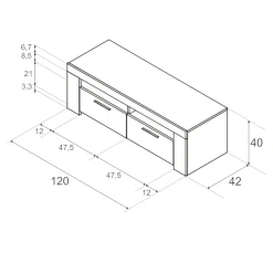 Porta TV bianco e cemento 120x42x40h cm 2 ante - Sparaxis