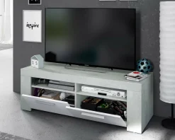 Porta TV bianco e cemento 120x42x40h cm 2 ante - Sparaxis