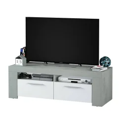 Porta TV bianco e cemento 120x42x40h cm 2 ante - Sparaxis