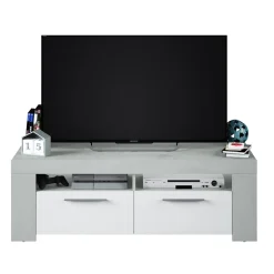 Porta TV bianco e cemento 120x42x40h cm 2 ante - Sparaxis