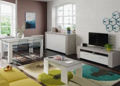 Porta TV bianco e cemento 120x42x40h cm 2 ante - Sparaxis