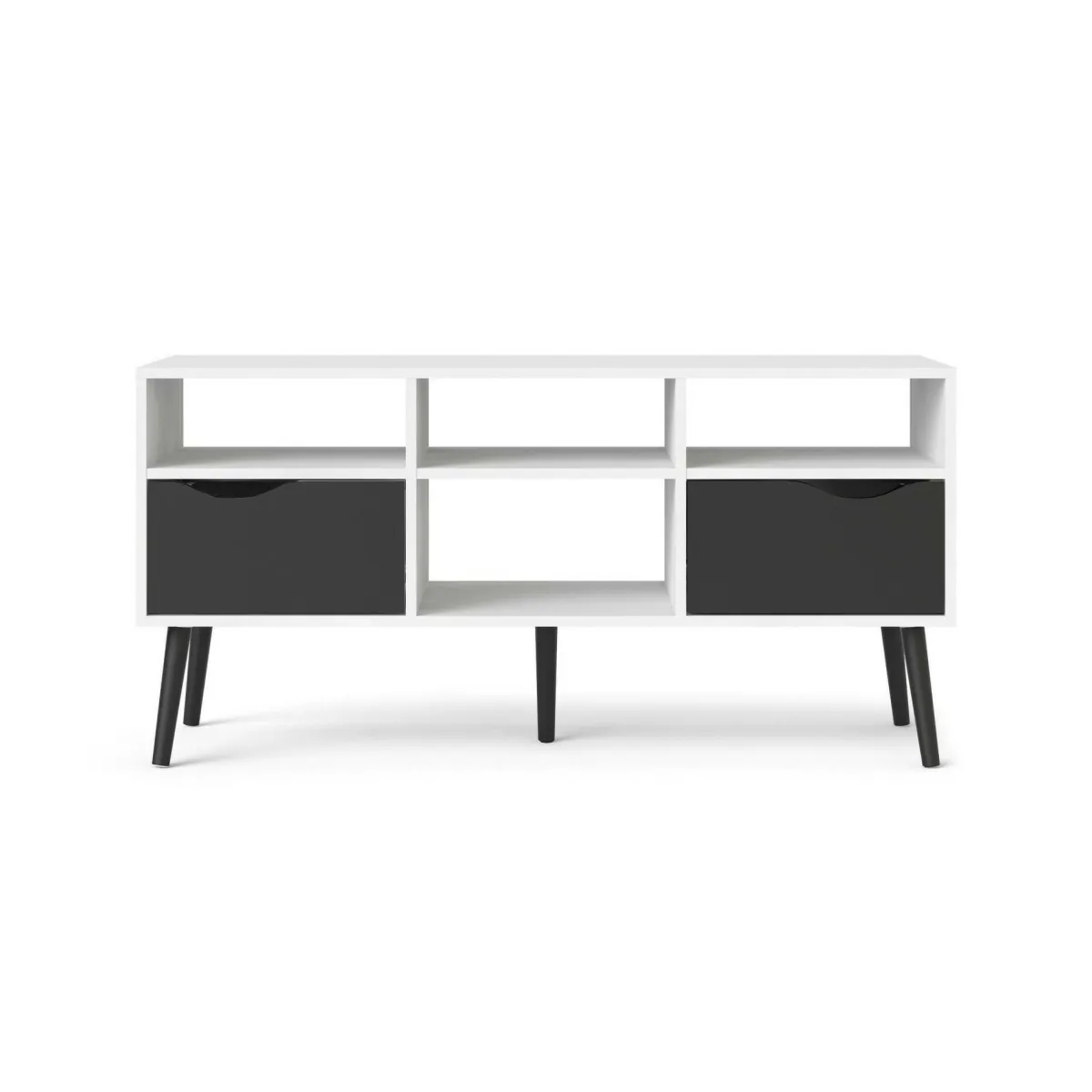 Mobili Porta Tv > Dmora Porta TV bianco e nero 117x39x57h cm in legno - Aliani Nero, Bianco
