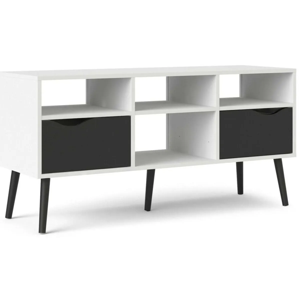 Mobili Porta Tv > Dmora Porta TV bianco e nero 117x39x57h cm in legno - Aliani Nero, Bianco