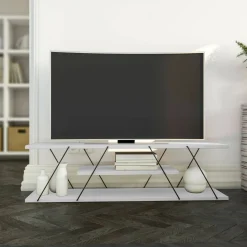 Porta TV bianco e nero 120x30x33h cm in legno - Desdemona