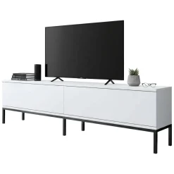 Mobili Porta Tv|Salotto > Dmora Porta TV bianco e nero 180x30x47h cm modulabile - Espero Nero, Bianco