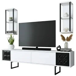 Porta TV bianco e nero 180x30x48h cm modulabile - Axa