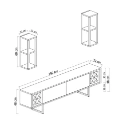 Porta TV bianco e nero 180x30x48h cm modulabile - Axa