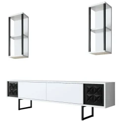 Porta TV bianco e nero 180x30x48h cm modulabile - Axa