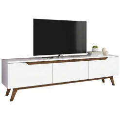 Mobili Porta Tv|Salotto > Dmora Porta TV bianco e noce 180x35x48h cm 3 ante - Apatite Marrone, Bianco Noce