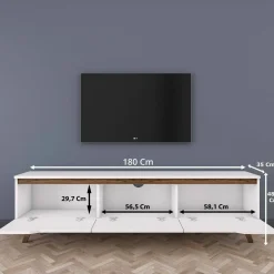Mobili Porta Tv|Salotto > Dmora Porta TV bianco e noce 180x35x48h cm 3 ante - Apatite Marrone, Bianco Noce