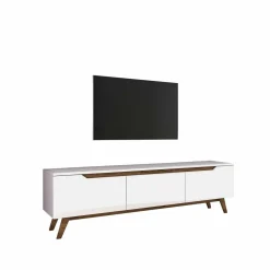 Mobili Porta Tv|Salotto > Dmora Porta TV bianco e noce 180x35x48h cm 3 ante - Apatite Marrone, Bianco Noce