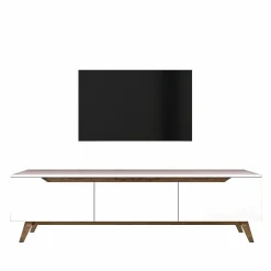 Mobili Porta Tv|Salotto > Dmora Porta TV bianco e noce 180x35x48h cm 3 ante - Apatite Marrone, Bianco Noce