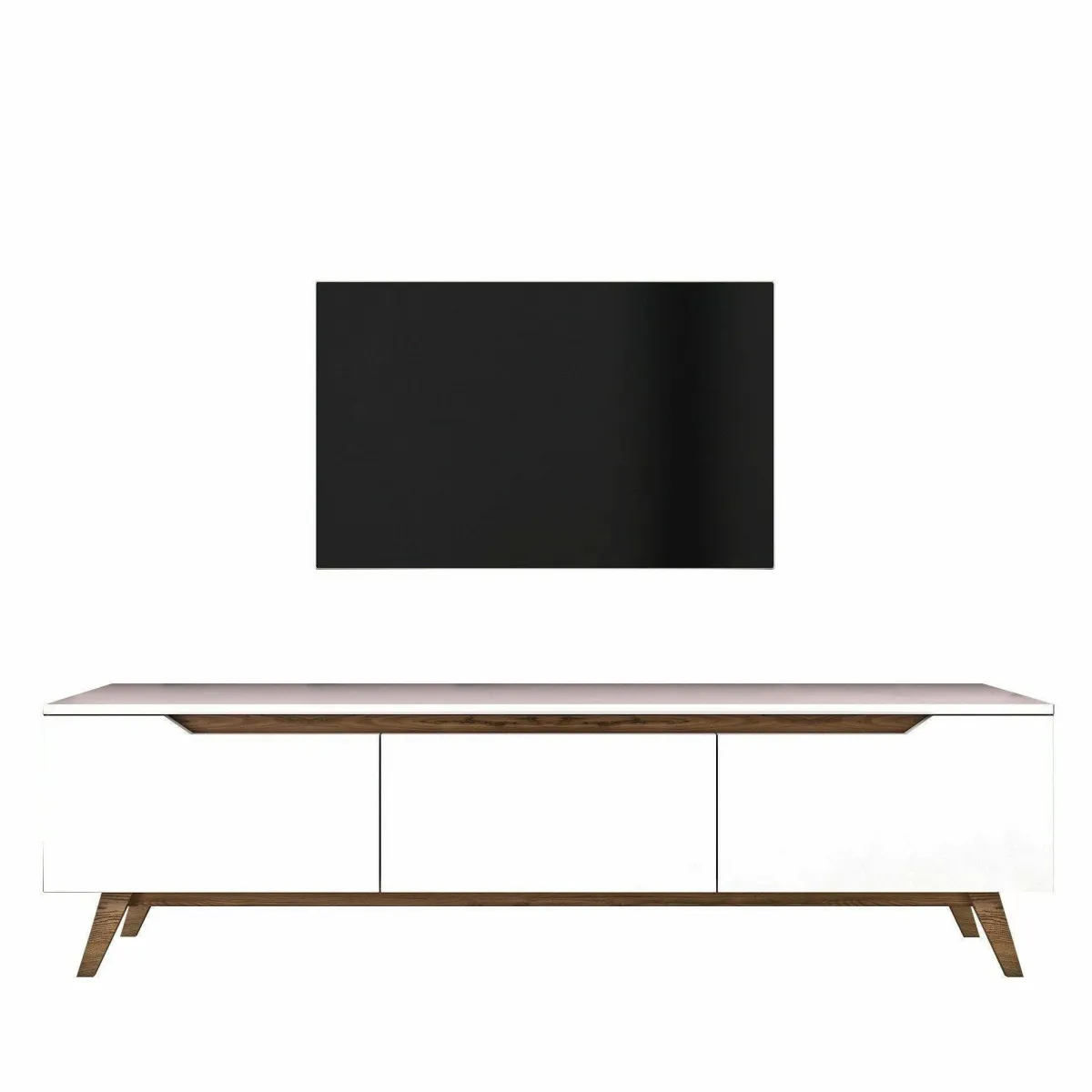 Mobili Porta Tv|Salotto > Dmora Porta TV bianco e noce 180x35x48h cm 3 ante - Apatite Marrone, Bianco Noce