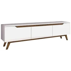 Mobili Porta Tv|Salotto > Dmora Porta TV bianco e noce 180x35x48h cm 3 ante - Apatite Marrone, Bianco Noce