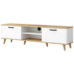 Porta TV bianco e noce 180x35x48h cm modulabile - Messalina