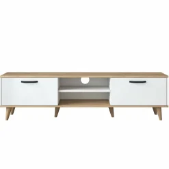 Porta TV bianco e noce 180x35x48h cm modulabile - Messalina