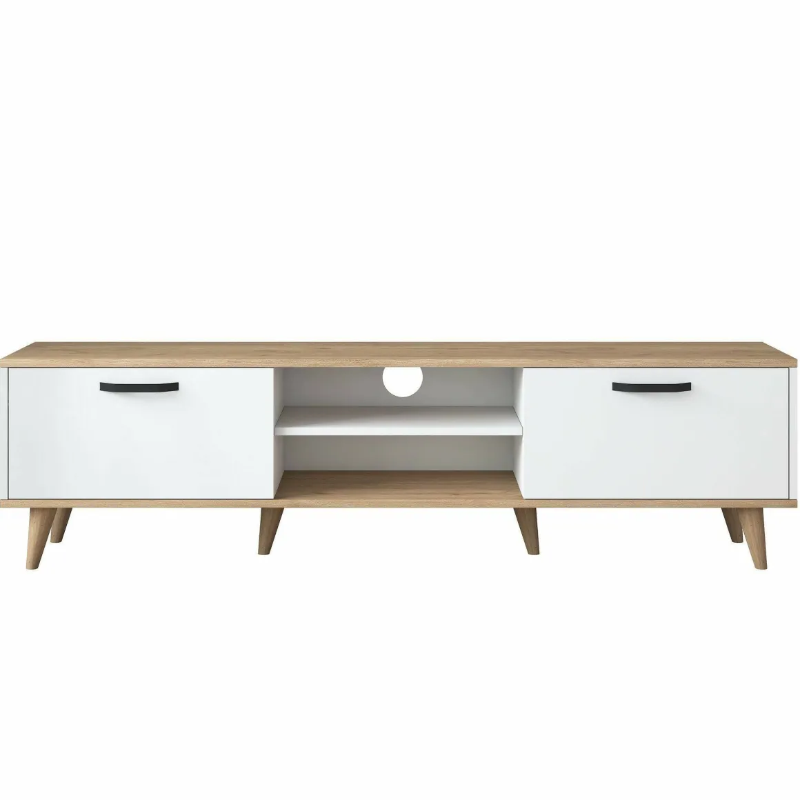 Porta TV bianco e noce 180x35x48h cm modulabile - Messalina