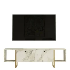 Porta TV bianco e oro 160x40x47h cm 2 ante - Adalberta