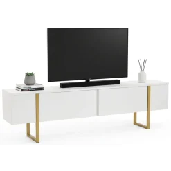 Porta TV bianco e oro 180x29x50h cm 2 ante - Lilith