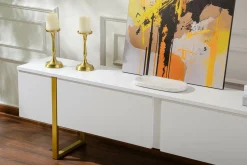 Porta TV bianco e oro 180x29x50h cm 2 ante - Lilith
